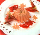 Mousse de pimientos con gambas